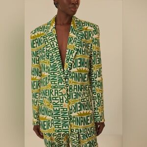 NWT Farm Rio Off-White Banana Typography Blazer M